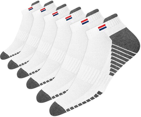 Men's Low Cut Athletic Cotton Cushion Ankle Socks with Sports Tab, Pack of 6 in Saudi Arabia
