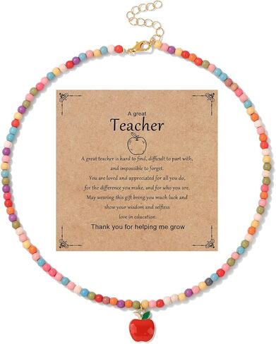 هدايا تقدير المعلم للنساء، قلادات مطرزة ملونة للمعلم اليدوية هدايا المعلم الشخصية الأشياء العصرية 18 قيراط مطلية بالذهب البوهيمي قلادة قلادة نهاية العام هدايا المعلم in Kuwait