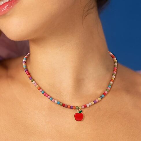 هدايا تقدير المعلم للنساء، قلادات مطرزة ملونة للمعلم اليدوية هدايا المعلم الشخصية الأشياء العصرية 18 قيراط مطلية بالذهب البوهيمي قلادة قلادة نهاية العام هدايا المعلم in Kuwait