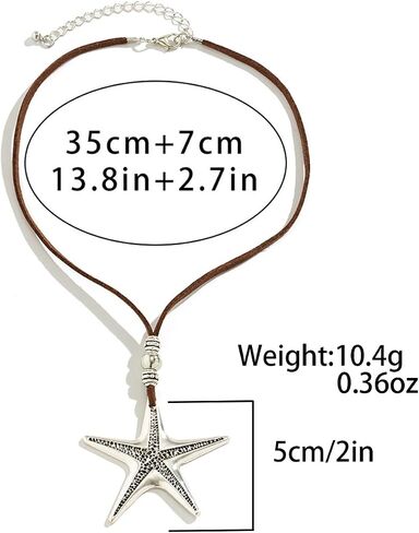 Starfish Necklace for Women Starfish Pendant Necklace White Blue Silver Starfish Necklace Boho Layered Starfish Pendant Choker Summer Beach Necklaces Jewelry for Women Girls in Saudi Arabia