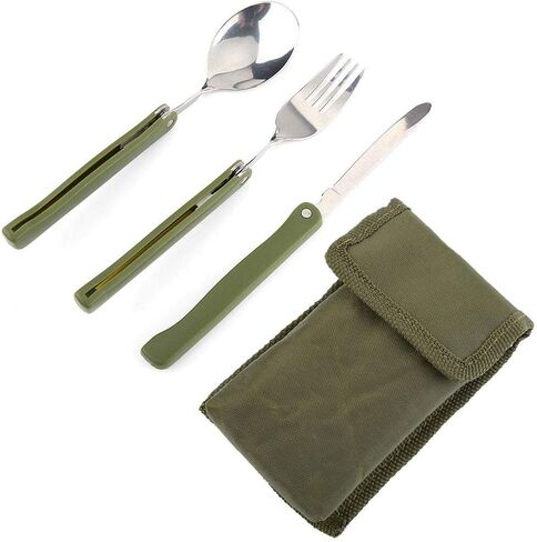 Flatware Set, Outdoor Cutlery Set Stainless Steel Folding Forks Spoons Knives Set Mirror Polished for Camping Picnic Travel in Saudi Arabia