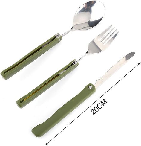 Flatware Set, Outdoor Cutlery Set Stainless Steel Folding Forks Spoons Knives Set Mirror Polished for Camping Picnic Travel in Saudi Arabia
