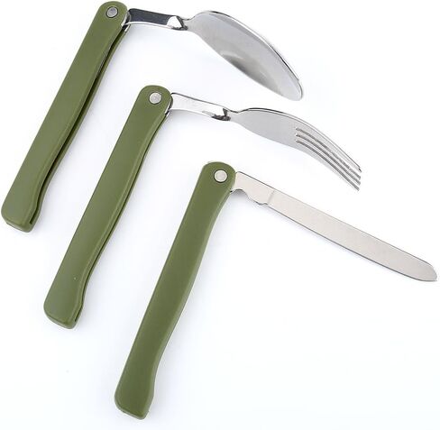 Flatware Set, Outdoor Cutlery Set Stainless Steel Folding Forks Spoons Knives Set Mirror Polished for Camping Picnic Travel in Saudi Arabia