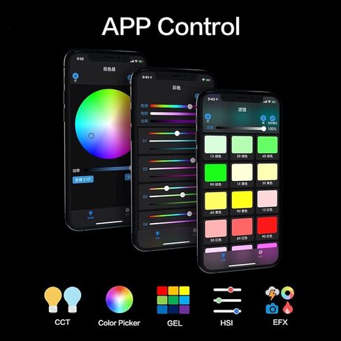 LS-800C 36W RGB مصباح فيديو LED محمول باليد، مع بطارية مدمجة قابلة لإعادة الشحن 44WH والتحكم في التطبيق، قابل للتعديل 2800K-8000K (98 سم) in Kuwait
