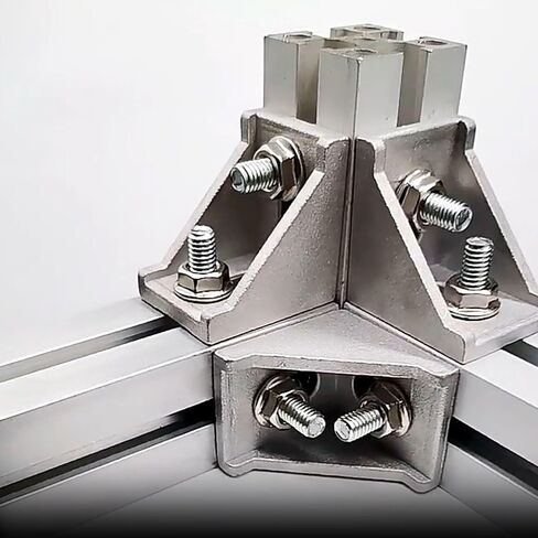4Pcs Inside Corner Bracket Gusset，2 Hole Aluminum L Bracket Connector for 4040mm Aluminum Extrusion Profile 40x40 with Slot 8mm, Sliver Tone in Saudi Arabia