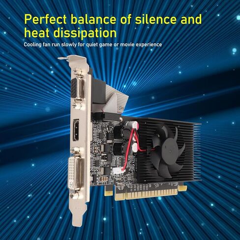 بطاقة رسومات Zunate GT610 سعة 2 جيجابايت DDR3، بطاقة رسومات منخفضة المستوى 64 بت 810 ميجا هرتز، بطاقة فيديو للكمبيوتر المكتبي مع منفذ VGA DVI PCI Express X16 1.1 in Kuwait
