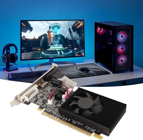بطاقة رسومات Zunate GT610 سعة 2 جيجابايت DDR3، بطاقة رسومات منخفضة المستوى 64 بت 810 ميجا هرتز، بطاقة فيديو للكمبيوتر المكتبي مع منفذ VGA DVI PCI Express X16 1.1 in Kuwait