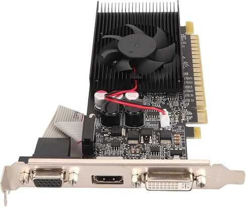 بطاقة رسومات Zunate GT610 سعة 2 جيجابايت DDR3، بطاقة رسومات منخفضة المستوى 64 بت 810 ميجا هرتز، بطاقة فيديو للكمبيوتر المكتبي مع منفذ VGA DVI PCI Express X16 1.1 in Kuwait