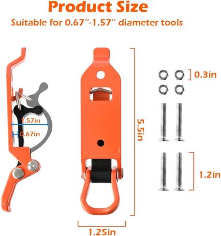 2 قطعة من رف المجرفة، حامل مجرفة لرف السقف، حامل مجرفة مشبك مطاطي للتثبيت على الحائط، مشبك سريع الفك لمعدات رف السقف in Kuwait