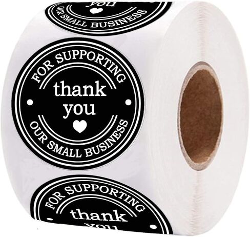 Thank You for Supporting My Small Business Stickers Roll Black Thank You Labels Envolope Seals Appreciation Label Sticker-1.5 Inch 500 Pcs Per Roll (1.5 inch) in Saudi Arabia