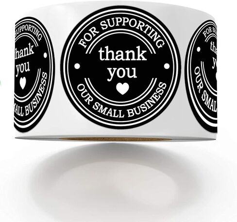 Thank You for Supporting My Small Business Stickers Roll Black Thank You Labels Envolope Seals Appreciation Label Sticker-1.5 Inch 500 Pcs Per Roll (1.5 inch) in Saudi Arabia