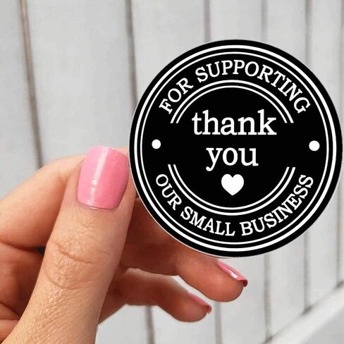 Thank You for Supporting My Small Business Stickers Roll Black Thank You Labels Envolope Seals Appreciation Label Sticker-1.5 Inch 500 Pcs Per Roll (1.5 inch) in Saudi Arabia