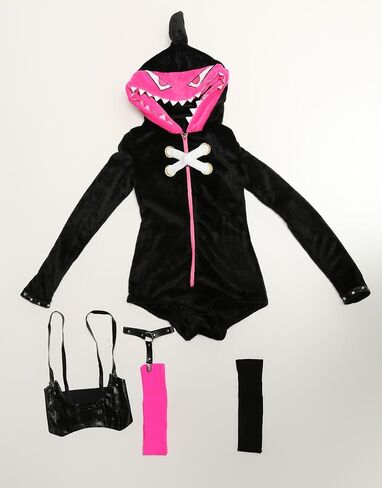 miccostumes Women's Costume Plush Hooded Bodysuit Lingerie Set Thigh Socks with Choker in Saudi Arabia