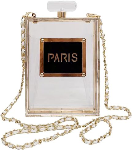 Paris Perfume Shaped Black Bag Transparent Clear Acrylic Purses Clutch Evening Bags Vintage Banquet Handbag For Women in Saudi Arabia