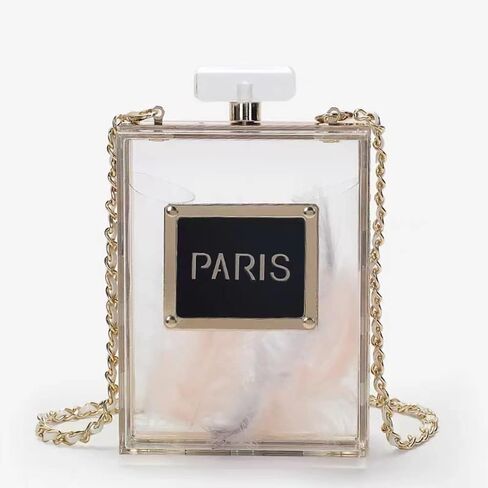 Paris Perfume Shaped Black Bag Transparent Clear Acrylic Purses Clutch Evening Bags Vintage Banquet Handbag For Women in Saudi Arabia