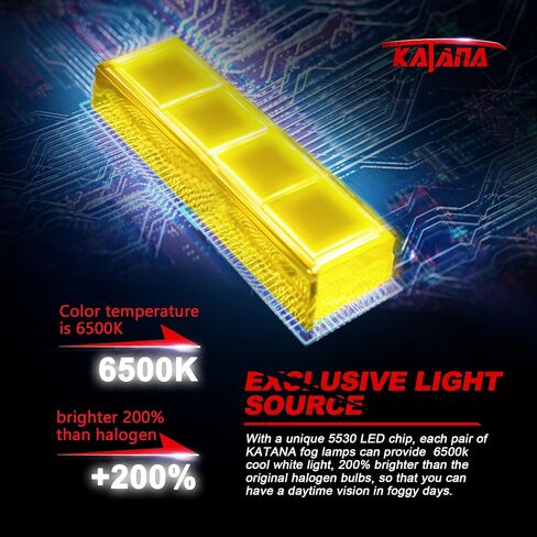 مصابيح ضباب KATANA H11 LED، H8 H9 2800 لومن 5530 رقاقة ساطعة للغاية 6500K زينون أبيض حزمة من 2 in Kuwait