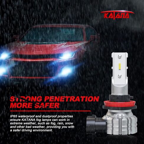 مصابيح ضباب KATANA H11 LED، H8 H9 2800 لومن 5530 رقاقة ساطعة للغاية 6500K زينون أبيض حزمة من 2 in Kuwait