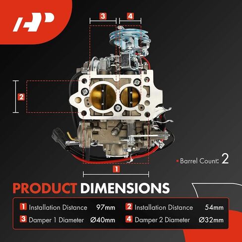 A-Premium 2 Barrel Carburetor Compatible with Toyota 4Runner 1984, Celica 1981-1984, Corona 1981, Dyna/Coaster 1980, Pickup 1981-1995, Hilux 1988-1995, 2.2L 2.4L 2.8L 3.0L, Electric Choke in Kuwait