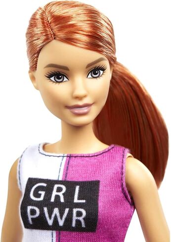 Barbie Doll, Red-Haired Fitness Doll with Puppy & 9 Accessories Including Yoga Mat with Strap, Hula Hoop, Weights & Bag in Saudi Arabia