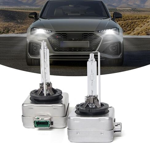 لمبة HID للسيارة Pack-2، مصابيح بديلة أصلية 6000K D1S، مصابيح فائقة السطوع بقدرة 35 وات، مصابيح إضاءة سيارة عالمية، توصيل وتشغيل لمبة شعاع منخفض عالية الشعاع، لمعظم السيارات (الضوء الأبيض) in Kuwait
