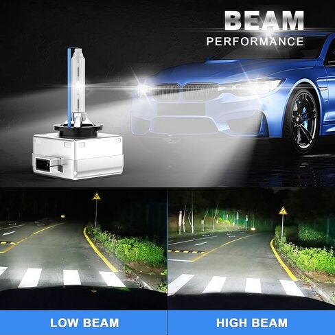 D1S HID Headlight Bulbs, 6000K Cold White 35W 7600LM Super Bright Xenon Replacement High Low Beam Headlights Bulbs Set D1R/D1C HID Lights for Cars, 5 Years Lifetime - Pack of 2 in Saudi Arabia