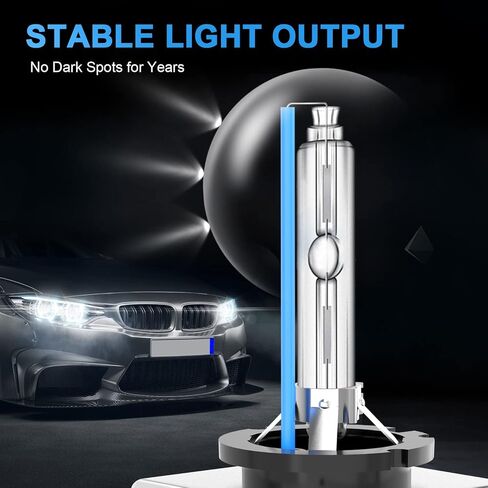 D1S HID Headlight Bulbs, 6000K Cold White 35W 7600LM Super Bright Xenon Replacement High Low Beam Headlights Bulbs Set D1R/D1C HID Lights for Cars, 5 Years Lifetime - Pack of 2 in Saudi Arabia