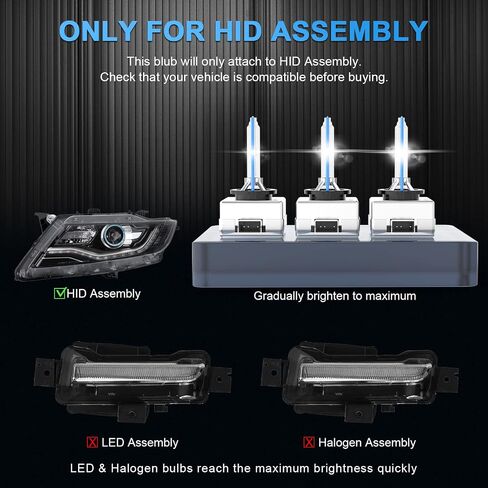 D1S HID Headlight Bulbs, 6000K Cold White 35W 7600LM Super Bright Xenon Replacement High Low Beam Headlights Bulbs Set D1R/D1C HID Lights for Cars, 5 Years Lifetime - Pack of 2 in Saudi Arabia