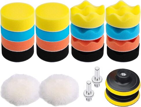 Polishing Pads Kit, Drill Polishing Pad Kit 3inch (80mm) Detail Car Buffing Pads Wool Pads Backing Plate for Car Sanding, Polishing, Waxing, Sealing Glaze in Saudi Arabia