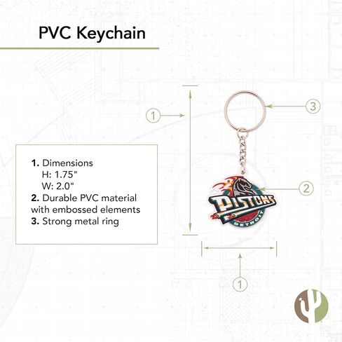 Desert Cactus Detroit Pistons Keychain NBA National Basketball Association Car Keys Holder (PVC - Vintage A) in Saudi Arabia