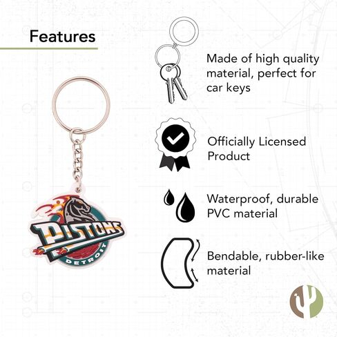 Desert Cactus Detroit Pistons Keychain NBA National Basketball Association Car Keys Holder (PVC - Vintage A) in Saudi Arabia