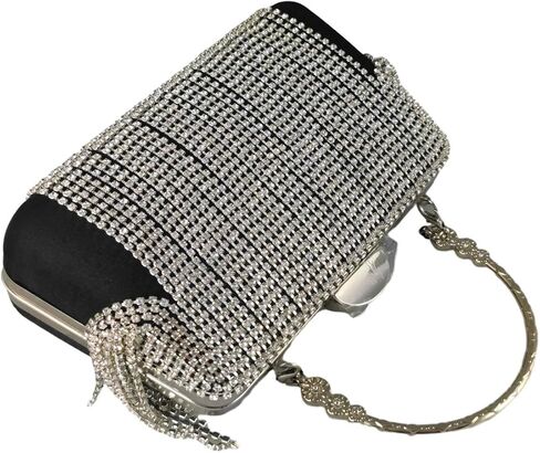 Boutique De FGG Tassel Crystal Clutch Purse, Elegant Evening Bag for Brides, Wedding Party Rhinestone Handbags in Saudi Arabia