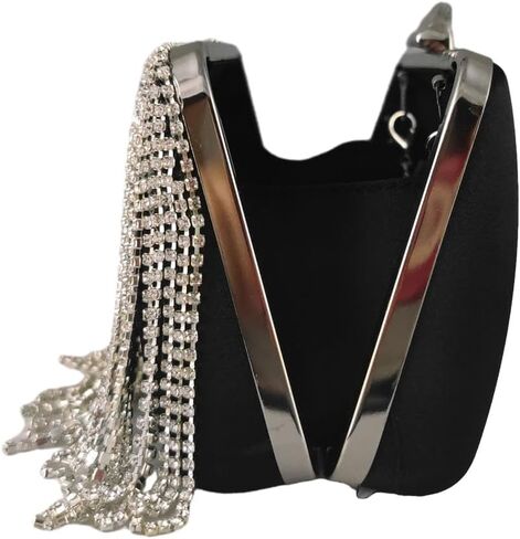 Boutique De FGG Tassel Crystal Clutch Purse, Elegant Evening Bag for Brides, Wedding Party Rhinestone Handbags in Saudi Arabia