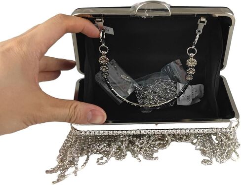 Boutique De FGG Tassel Crystal Clutch Purse, Elegant Evening Bag for Brides, Wedding Party Rhinestone Handbags in Saudi Arabia
