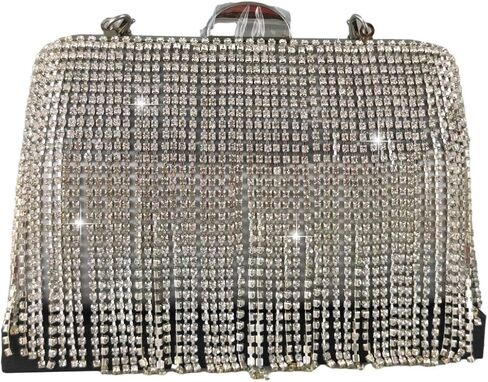 Boutique De FGG Tassel Crystal Clutch Purse, Elegant Evening Bag for Brides, Wedding Party Rhinestone Handbags in Saudi Arabia