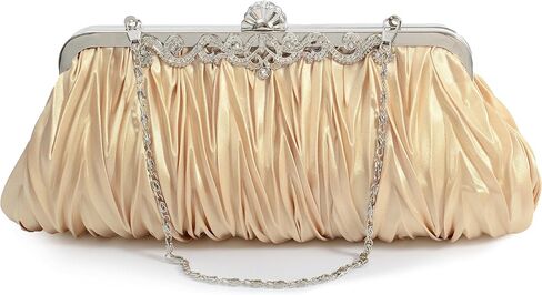 PULAMA Clutch Purse for Women, Pleated Satin Bridal Clutch Wallet Crossbody Evening Bag for Wedding & Prom Party in Saudi Arabia