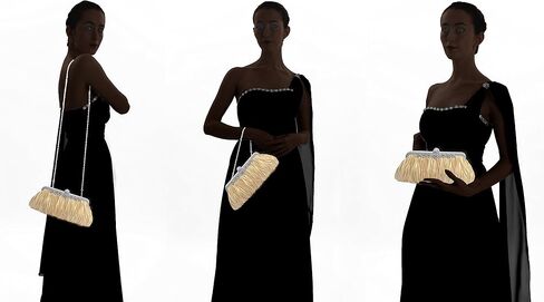 PULAMA Clutch Purse for Women, Pleated Satin Bridal Clutch Wallet Crossbody Evening Bag for Wedding & Prom Party in Saudi Arabia