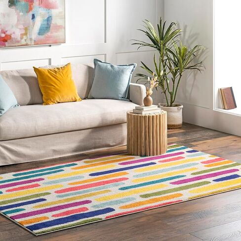 nuLOOM Thick Colorful Stripes Kids Area Rug, 4x6, Multi in Saudi Arabia