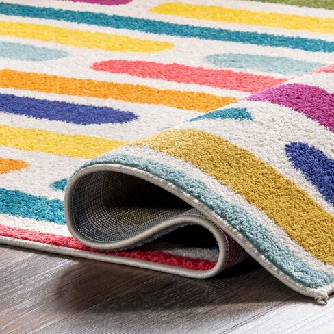 nuLOOM Thick Colorful Stripes Kids Area Rug, 4x6, Multi in Saudi Arabia