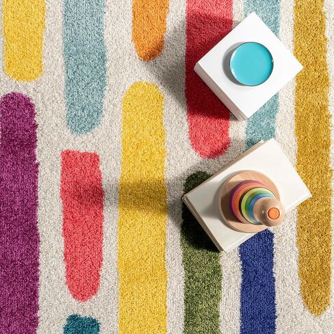 nuLOOM Thick Colorful Stripes Kids Area Rug, 4x6, Multi in Saudi Arabia