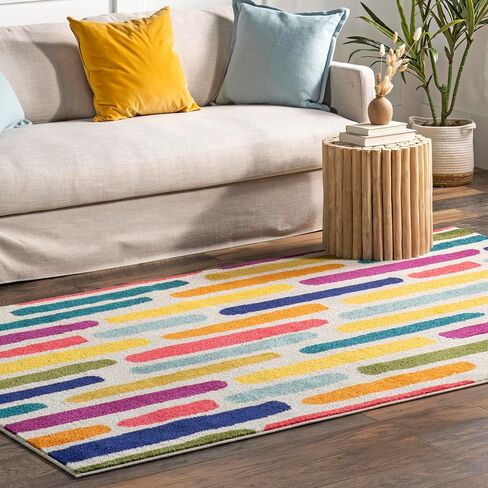 nuLOOM Thick Colorful Stripes Kids Area Rug, 4x6, Multi in Saudi Arabia