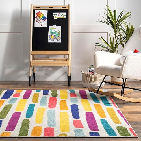 nuLOOM Thick Colorful Stripes Kids Area Rug, 4x6, Multi in Saudi Arabia