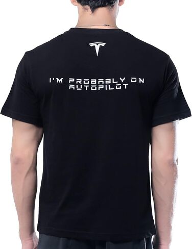 تي شيرت برسومات سوداء من AutoPilot - تي شيرت برقبة دائرية وأكمام قصيرة للرجال والنساء، تي شيرت رجالي بمقاس عادي in Saudi Arabia