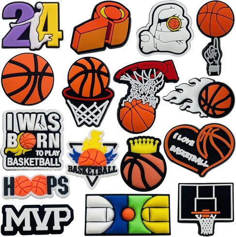 Sports basketball baseball football Shoe Charms, Charms Basketball and Non-Repeat Sports Charms for Boys, Gift Decor PVC Shoe Charms for Teens Man Party Favors in Saudi Arabia
