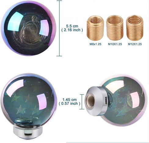 Blueshyhall LED Glass Crystal Shift Knob, Multicolor Gradient Gear Stick Shifter Lever Handle for at/MT Car Stick Lever Head (Star Pattern) in Saudi Arabia