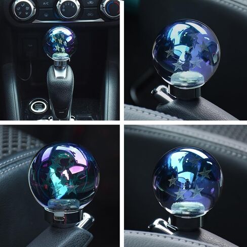Blueshyhall LED Glass Crystal Shift Knob, Multicolor Gradient Gear Stick Shifter Lever Handle for at/MT Car Stick Lever Head (Star Pattern) in Saudi Arabia