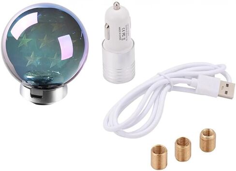 Blueshyhall LED Glass Crystal Shift Knob, Multicolor Gradient Gear Stick Shifter Lever Handle for at/MT Car Stick Lever Head (Star Pattern) in Saudi Arabia
