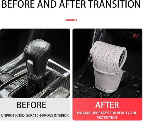 BELOMI Car Gear Shift Knob Cover, Automotive Breathable Leather Gear Shift Stick Cover Protector and Decoration Trim, Vehicles Interior Accessories Universal for SUV, Truck, RV (Beige) in Saudi Arabia