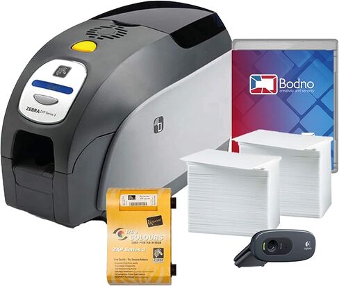 Bodno Zebra ZXP Series 3 Single Sided ID Card Printer & Complete Supplies Package Bronze Edition ID Software in Saudi Arabia