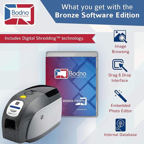 Bodno Zebra ZXP Series 3 Single Sided ID Card Printer & Complete Supplies Package Bronze Edition ID Software in Saudi Arabia
