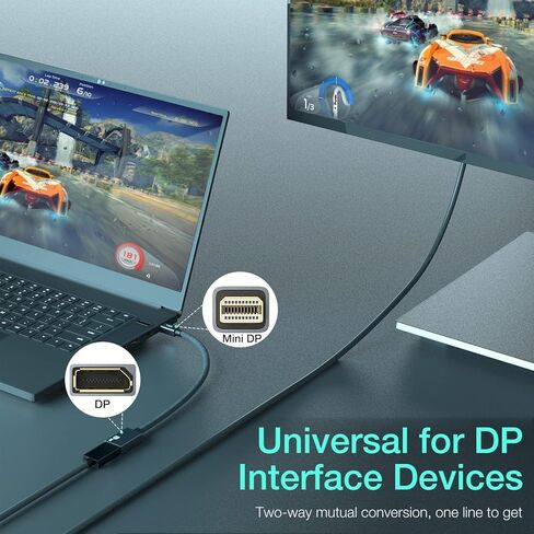 محول PNY 8K Mini DisplayPort إلى Display Port 1.4 (Mini DP إلى DP 1.4 - Thunderbolt وThunderbolt 2 Port متوافق) 32.4 جيجابت في الثانية، 8K@60هرتز، دقة 4K@120هرتز جاهزة in Kuwait
